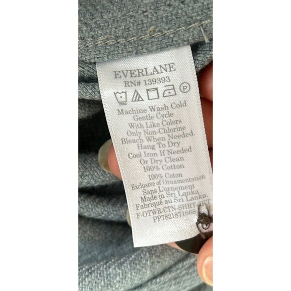 Everlane Oversized Shirt Jacket military style Gray Blue Pockets Size XSmall - Picture 11 of 11